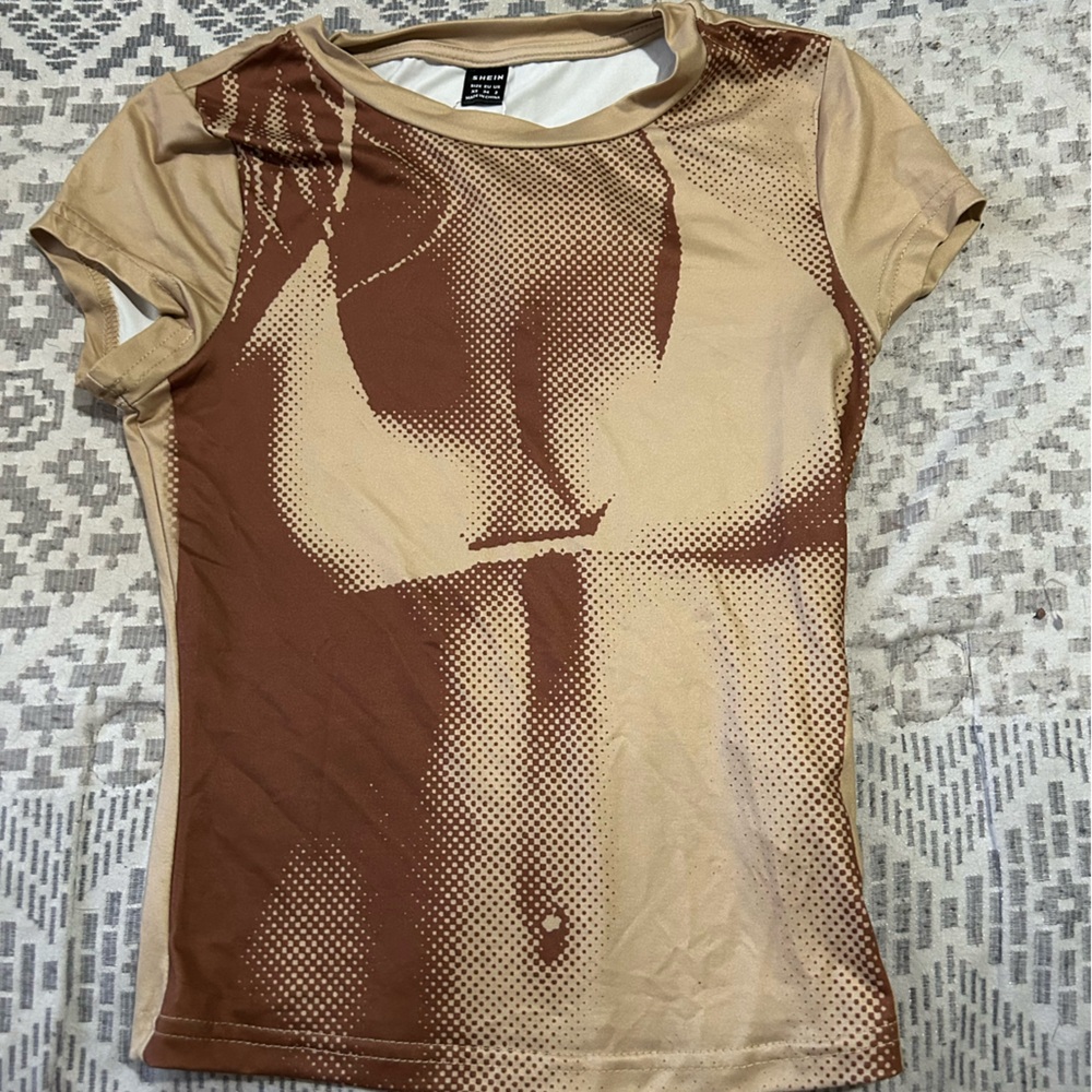 SHEIN Tan and Brown Graphic Tee